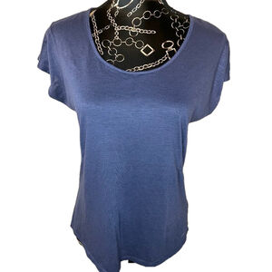 FREELY Short Sleeve Tee Women's Medium Blue Scoop Neck